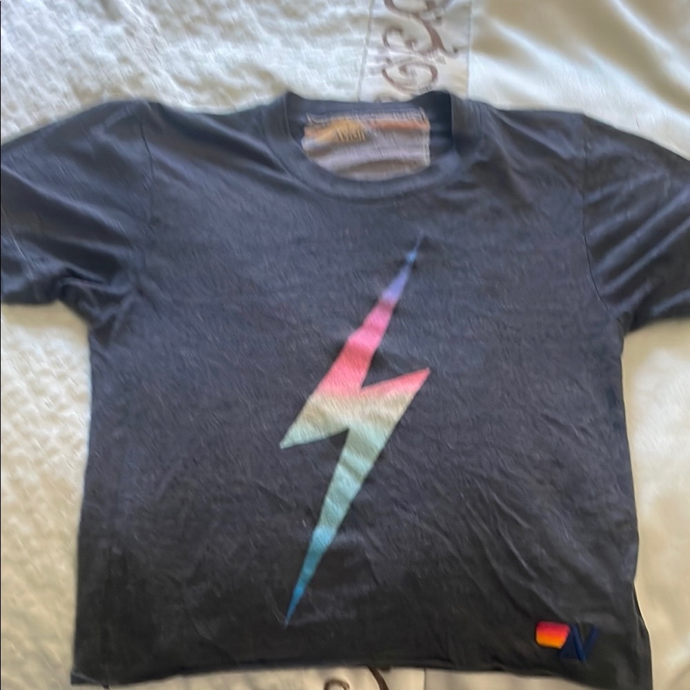 Aviator Nation Black Lightning Bolt Short Sleeve Tee